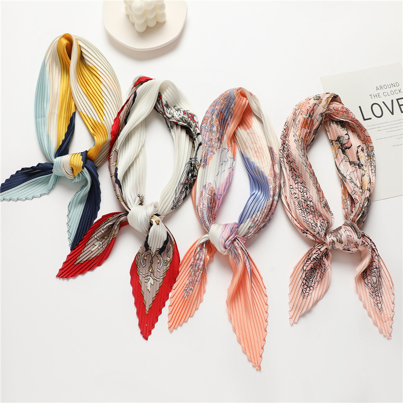 Square Pleated Diamond Simulation Silk Scarf For Women_voghion.com