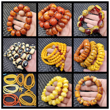 人造蜜蜡算盘珠手链老蜜蜡老型珠108颗手链多圈手串鸡油黄路路通