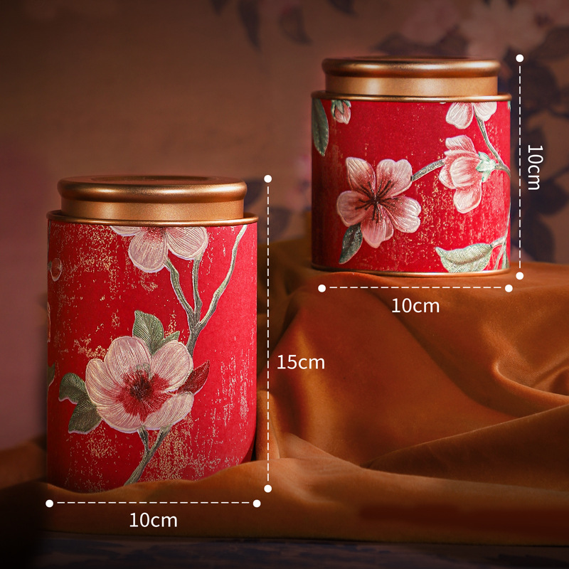 Guochao flores boutique de alta calidad jarra de té sellado té negro té verde Longjing sentido creativo de alta calidad pequeño portátil