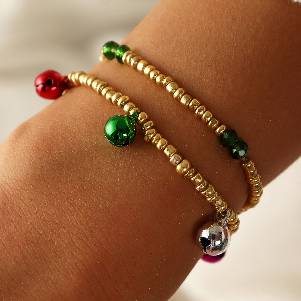 European And American Christmas Colorful Bells Bracelets Creative Ccb Round Bead Bracelet Set display picture 2