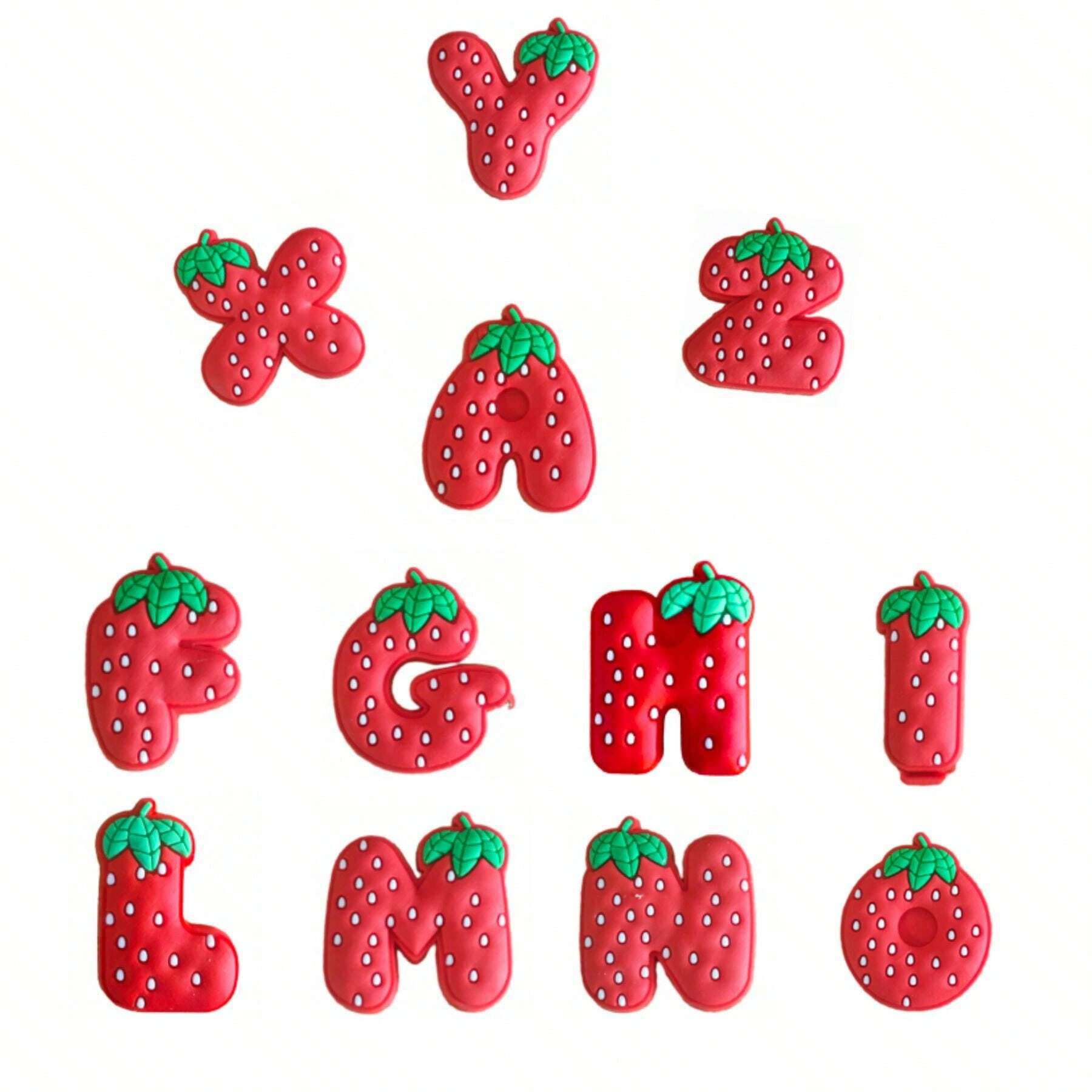 Shoe Buckle Shoe Accessories Type 1 Piece Quantity Letter Strawberry Shoe Accessories PVC Slippers Winter Summer Spring Shoe Buckle