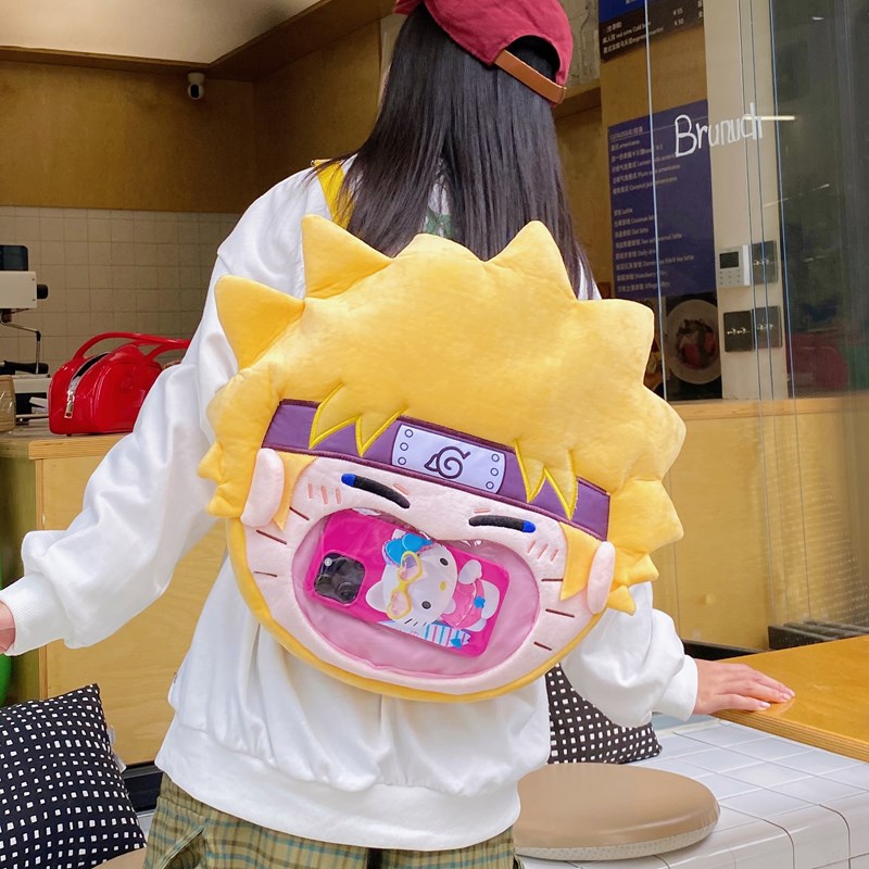 Japanese and Korean style ita-bag, cute large-capacity women's crossbody bag with doll design, perfect for school or class.