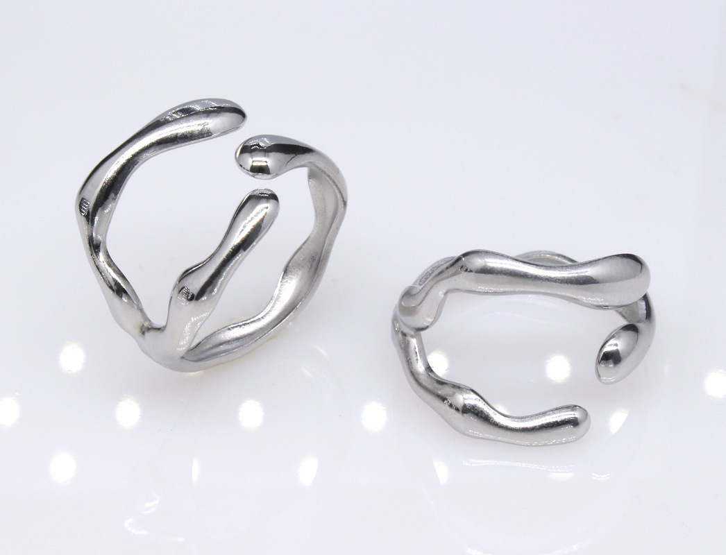 Adjustable Ring Size 1 Piece Simple Style Irregular Solid Color Titanium Steel Plating Open Ring