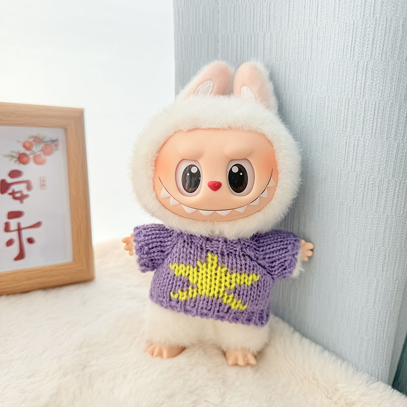 Solo ropa] Llavero de primera y segunda generación Labubu colgante de ropa Rabubu ropa de bebé suéter de punto traje de sombrero