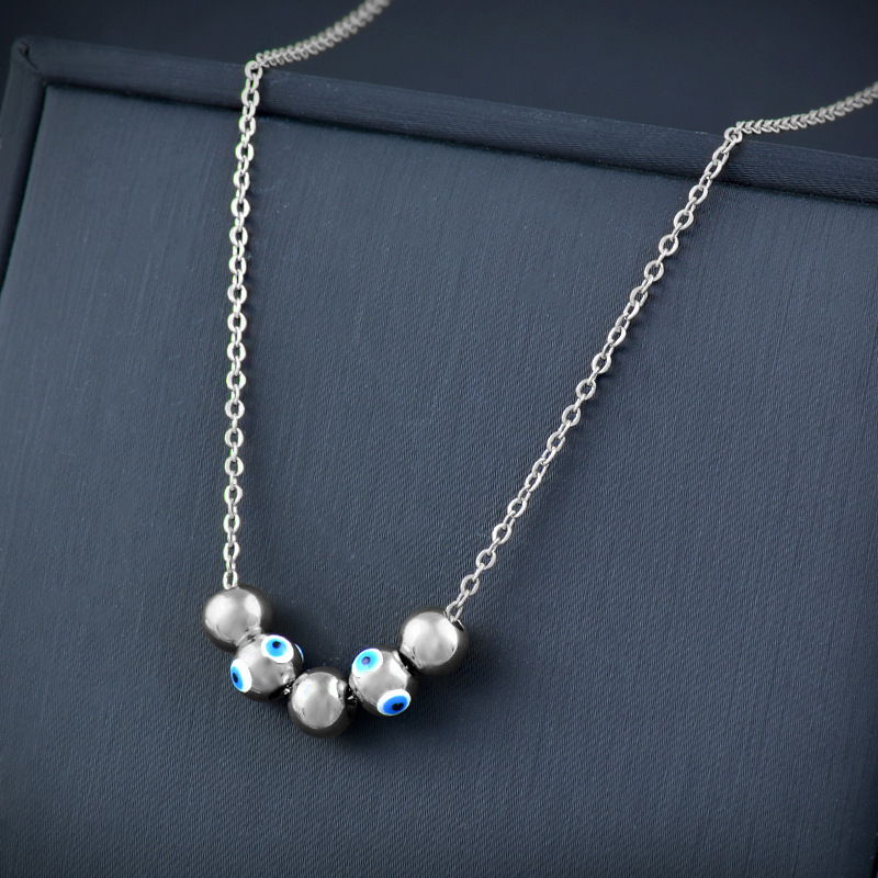 Fashion Devilu0027S Eye Titanium Steel Inlaid Gold Necklace 1 Piece