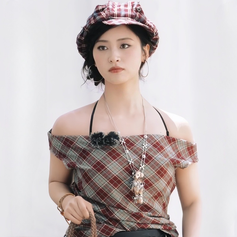 中餐厅沈月同款帽子红色格纹云朵八角帽夏季大头围显脸小贝雷帽女|undefined