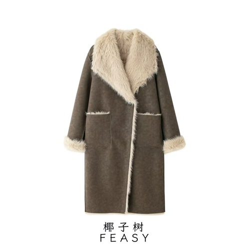 Amazon's cross-border foreign trade European and American women's clothing autumn and winter new double-sided long coat jacket