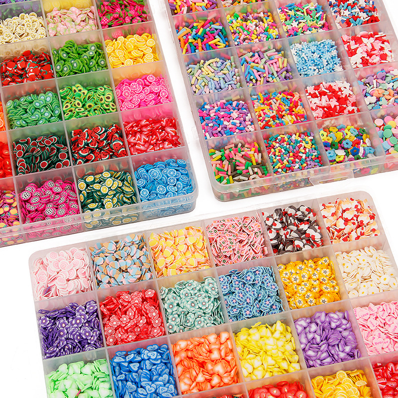 Foreign trade hot sale 24 grid diy soft pottery granule fruit slice cake cream glue candy personality suit jewelry accessories Foreign trade hot sale 24 grid diy soft pottery granule fruit slice cake cream glue candy personality suit jewelry accessories