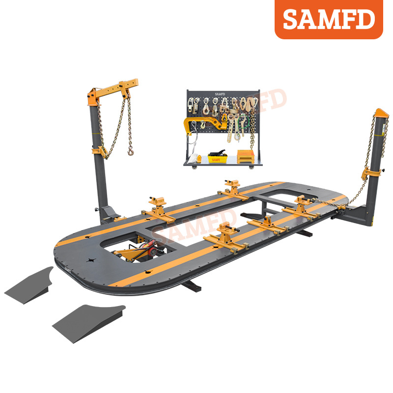 Fábrica SAMFD exporta enderezadora de vigas de corte de paneles completos para reparación de herramientas de plataforma de chapa automotriz