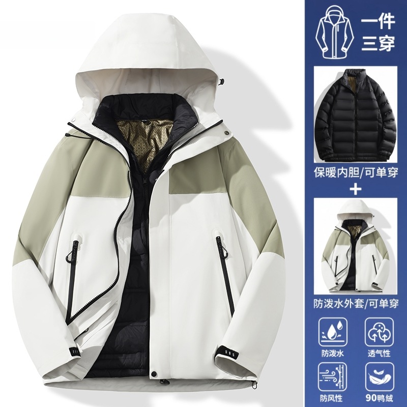 Chaquetas de montañismo y para actividades al aire libre para hombre y mujer, cortavientos e impermeables, conjunto de dos piezas 3 en 1, ropa de trabajo personalizada según normas nacionales. image 18