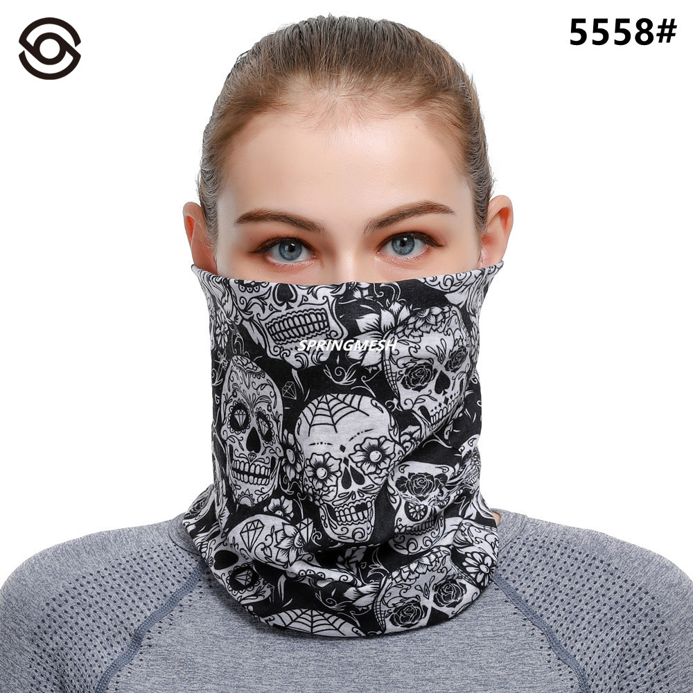 Sun Protection Face Mask with Ear Loops, Cycling Face Cover, Motorcycle Neck Gaiter, Skull Design, Fishing, Unisex