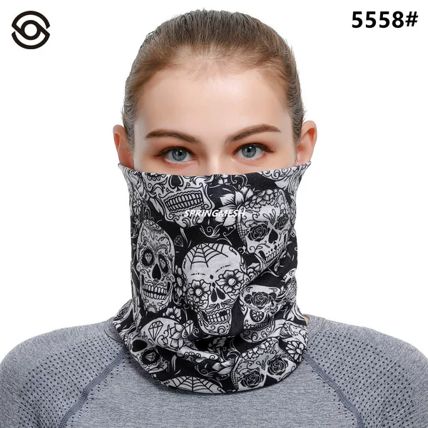 Sun Protection Face Mask with Ear Loops, Cycling Face Cover, Motorcycle Neck Gaiter, Skull Design, Fishing, Unisex