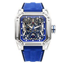 批发新款不锈钢全自动机械男士皮带手表夜光个性镂空防水商务腕表