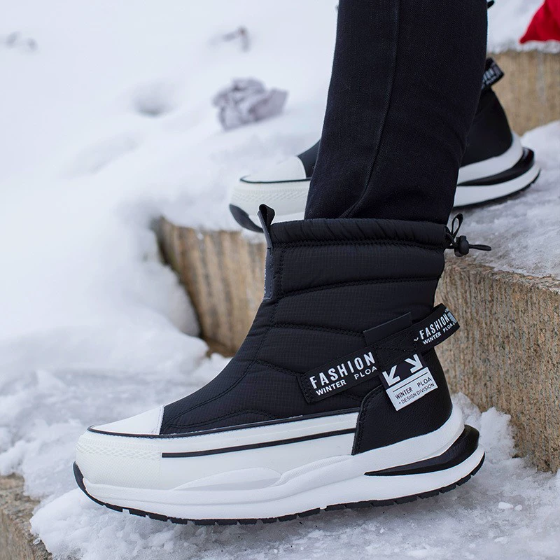 Спотовые зимние бархатные водонепроницаемые повседневные мужские хлопчатобумажные туфли короткие женские снежные сапоги утолщенные теплые нескользящие пары хлопчатобумажные сапоги