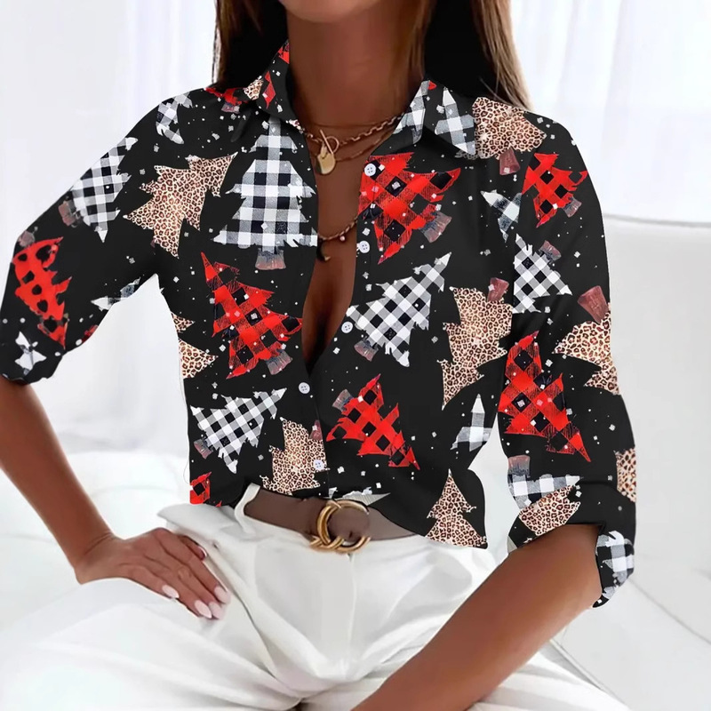 Guohu American 2024 New Casual All-match Christmas high quality Women's Long Sleeve Shirt WG18 Guohu American 2024 New Casual All-match Christmas high quality Women's Long Sleeve Shirt WG18