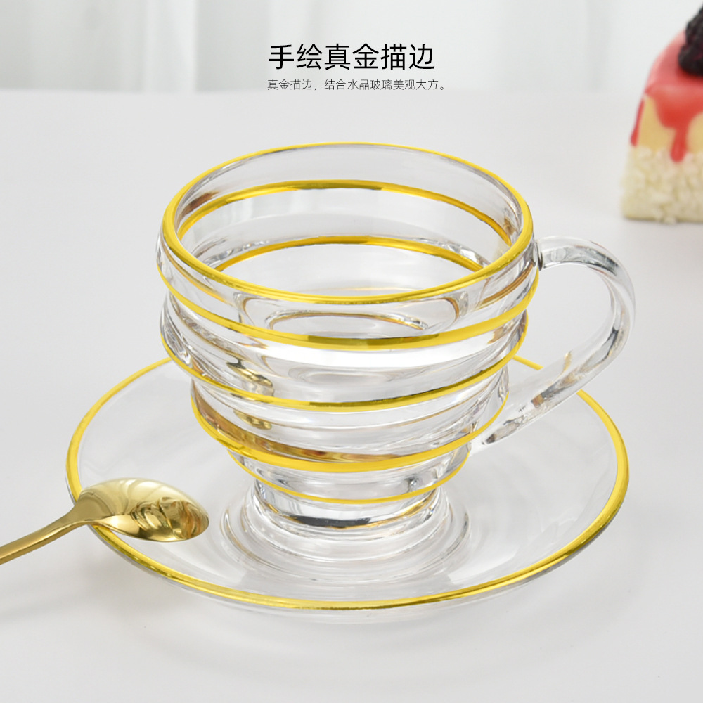 欧式古典传统咖啡杯子 轻奢描金下午花茶杯 高颜值复古带把小水杯