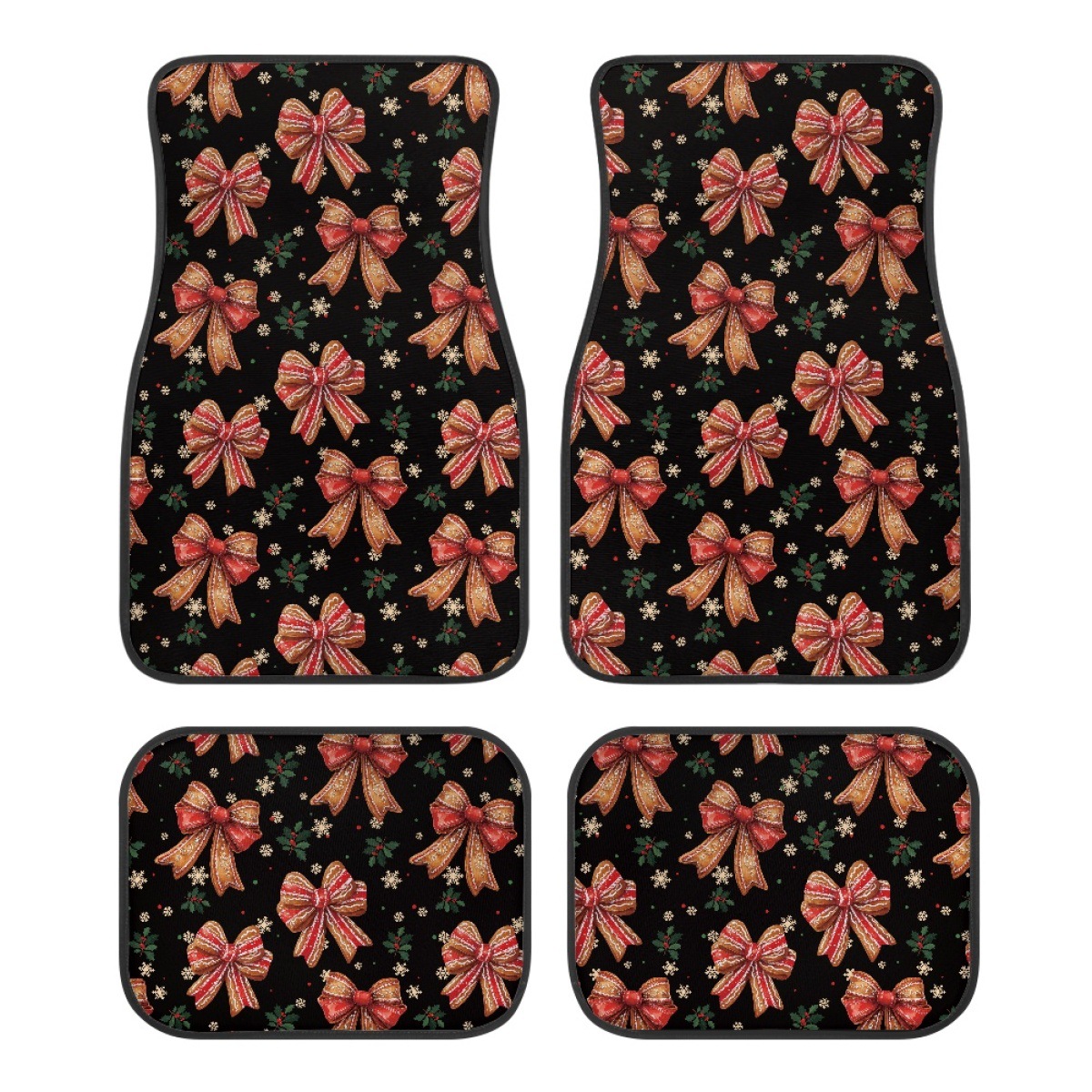 Cross-border car floor mats, 4-piece set, with Christmas-themed designs, custom-made with thick-knit fabric, for car interior decoration