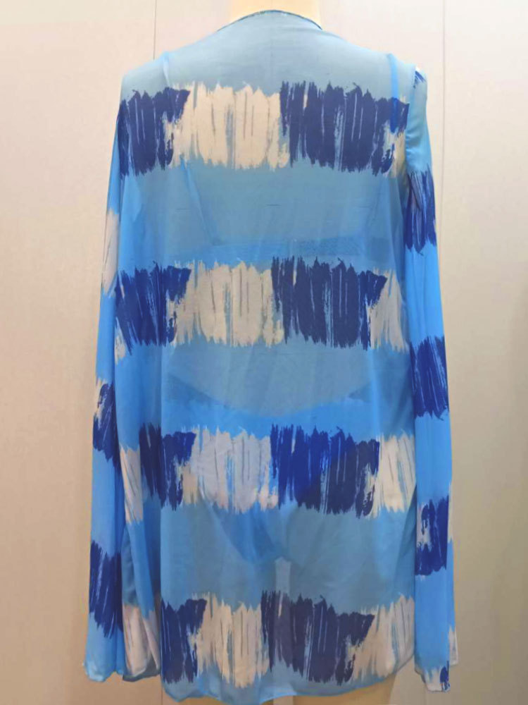 Nieuwe, bedrukte, zonwerende strandstalen driedelige set met meerkleurige cover-up, mesh bikinizwempak_voghion.com