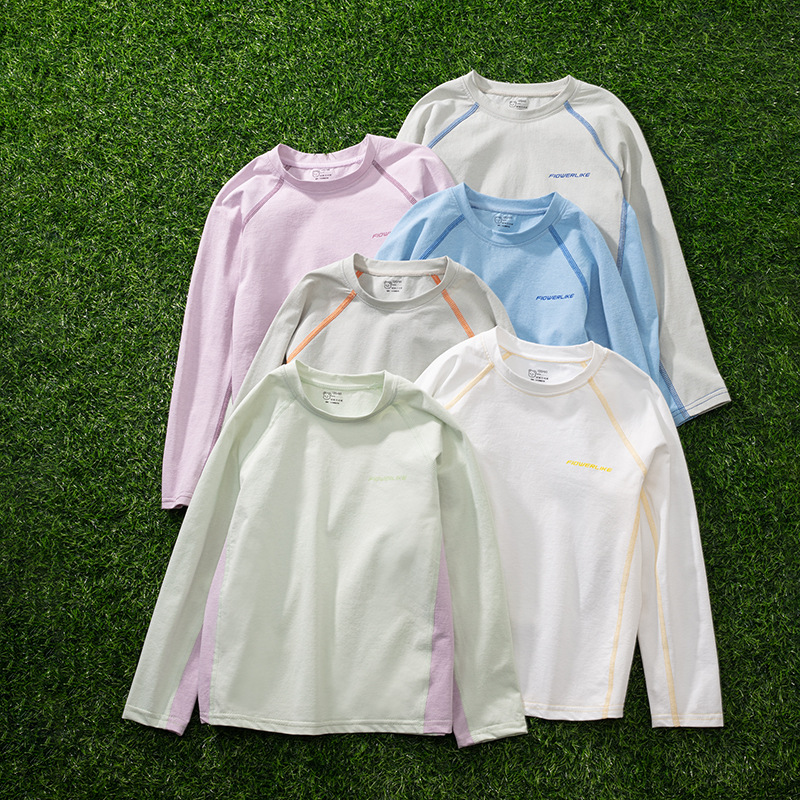 Boys' quick-dry sports long-sleeve T-shirt, youth student badminton clothing, sun protection clothing for older children and little girls, summer