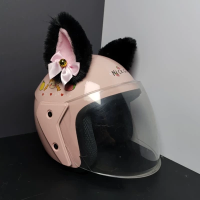 Motorcycle Motorcycle Helmet Creative – Motosiklet dəbilqələri - black-pink-ears-and-pink-butterfly-bells