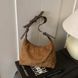 跨境时尚腋下包秋冬绒面小众单肩包时尚菱格斜挎女包上班通勤包女