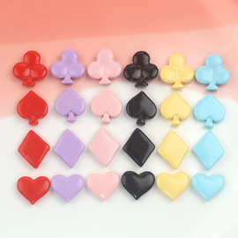 新款亮面扑克牌黑红梅方树脂饰品配件DIY奶油胶制作发夹手机壳贴