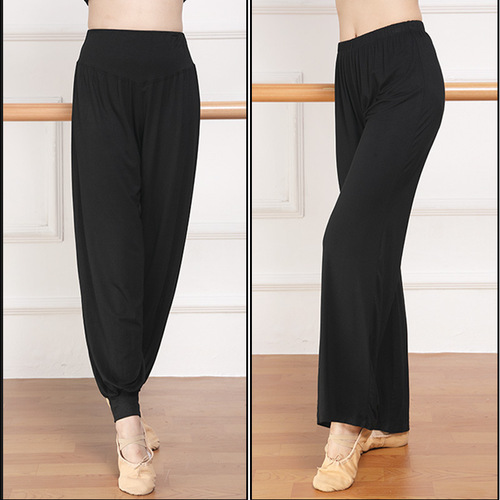 Dance costume for women, classical dance attire, loose black top, wide-leg pants, student practice dance pants set
