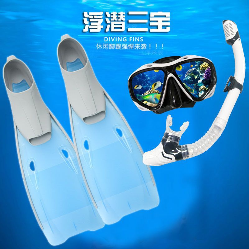 Adult Diving Goggles Mask Full Dry Snorkel Long Fins Snorkeling Equipment Snorkeling Three Treasures Set Swimming Duck Fins