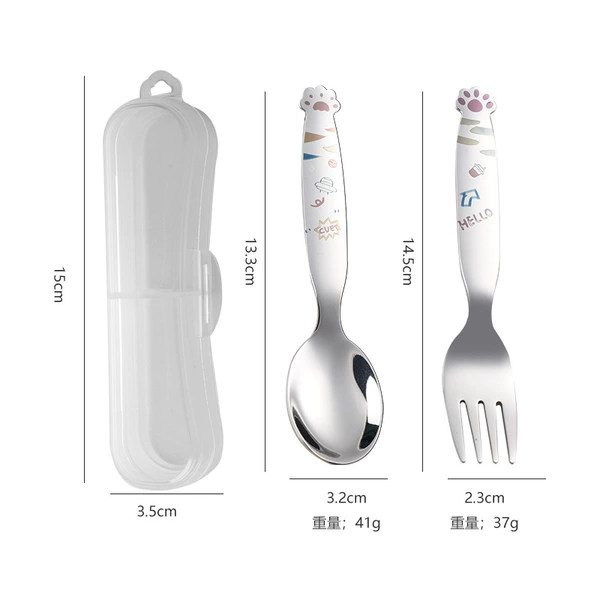 Color laser cat claw spoon + fork + storage box