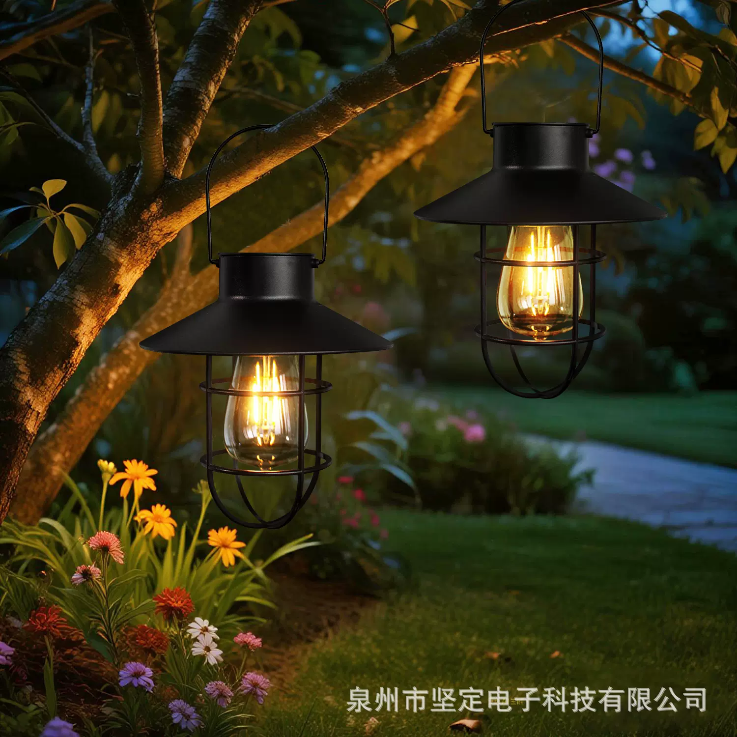 复古中式太阳能灯笼 庭院景观装饰灯 民宿节日氛围防水灯