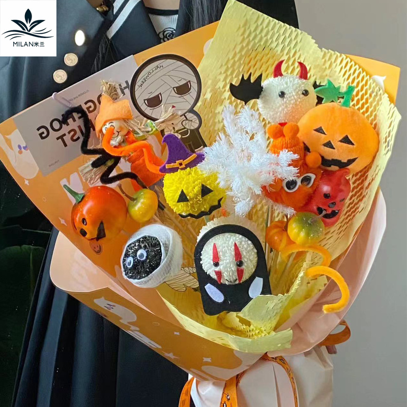 Halloween ramo de flores accesorios de decoración Hombre de Aspajarita bruja simulación calabaza cara ornamentos embalaje de flores materiales DIY