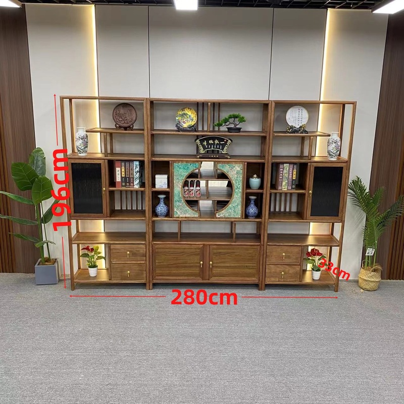 新中式博古架茶室高档装饰品茶叶展示柜办公室置物架客厅隔断摆件|undefined