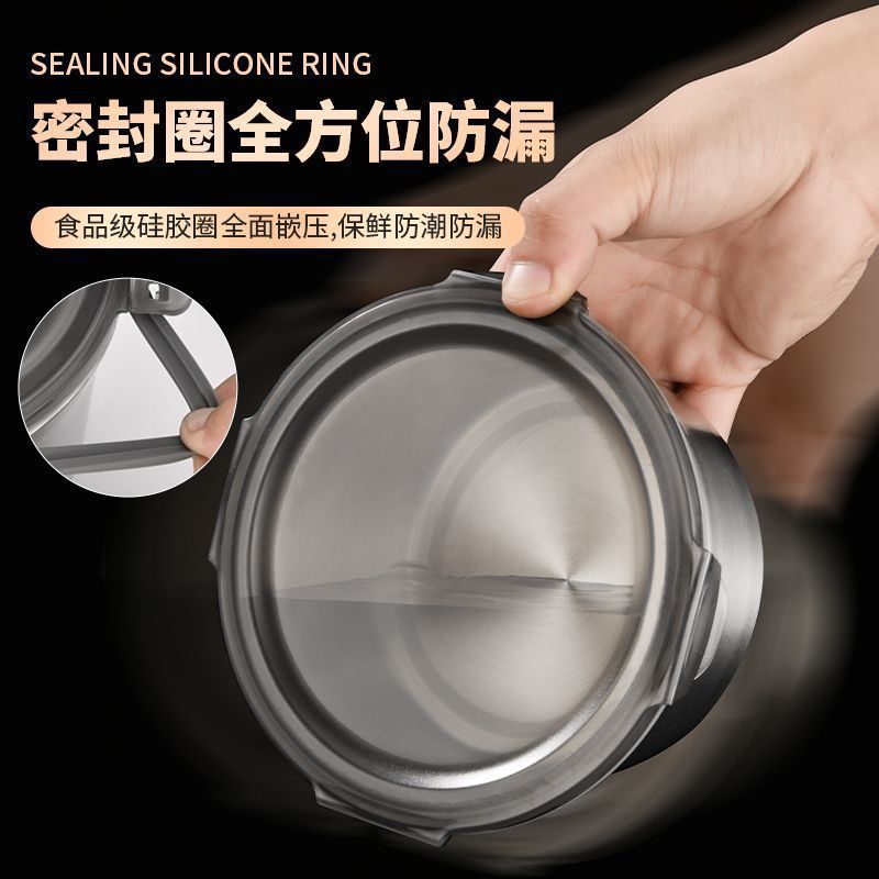 Caja de almacenamiento redonda de acero inoxidable caja de almacenamiento de refrigerador de grado alimenticio caja de almacenamiento al aire libre caja de comidas de campamento doméstica