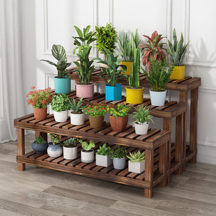 Flower Rack Storage Rack Living Room Floor-Standing Solid Wood Multi-Layer Indoor Pothos Succulent Balcony Plant Flower Pot Display New Style