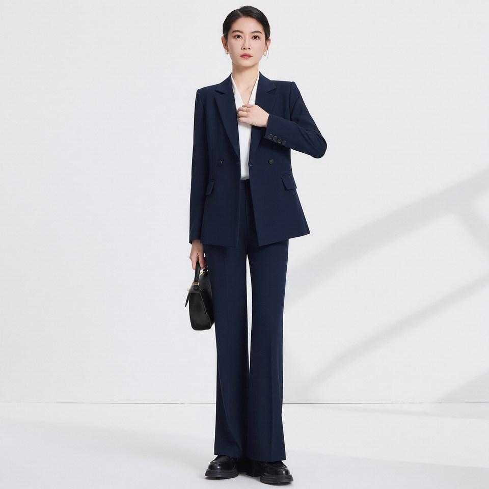 Áo vest nữ ôm dáng dài tay phong cách công sở, phù hợp phỏng vấn và đi làm — Xanh tím than [Áo vest đơn], Áo vest đen, Bộ vest màu xanh navy [áo vest + quần], Bộ vest đen [Áo vest + Quần]