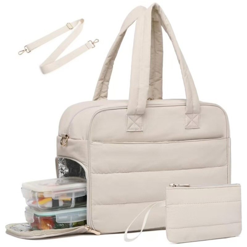 New Lunch Tote Laptop Purse with Insulated Lunch Compartment Fluffy Quilted Travel Luggage New Lunch Tote Laptop Purse with Insulated Lunch Compartment Fluffy Quilted Travel Luggage
