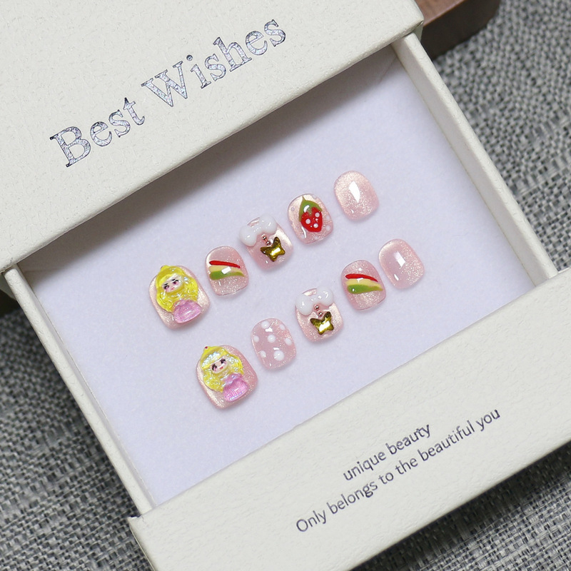 [Children's Wear Nails] New Handmade Manicure Patch Finished Baby Cartoon Cute Bow 3-6 Years Old