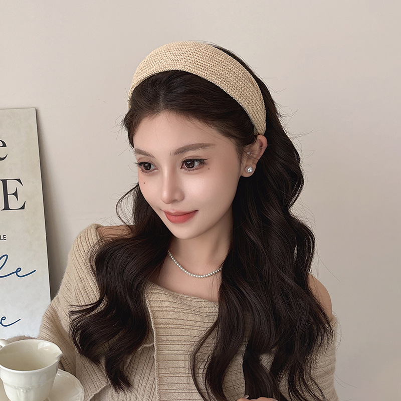 Coreana de importación retro color sólido punto de borde plano plano prensado banda de cabello temperamento universal simple banda de cabello rojo de red broca de cabello