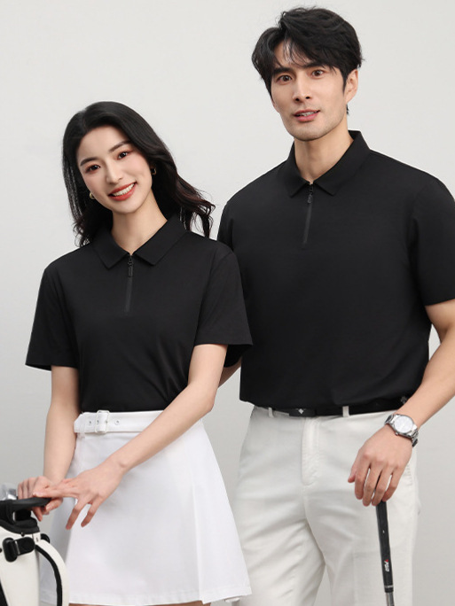 High-end sin marca semia cremallera ropa de trabajo polo camiseta personalizada camiseta de manga corta grupo de negocios exposición herramientas de oficina