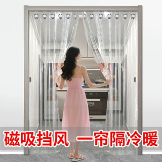 冬季空调门帘家用免打孔挡风防寒保温透明挂帘加厚厨房油烟隔断帘