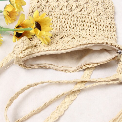 Cotton Rope Fringe Hand-tied Weaving Bag Fashion Casual Grass-woven Bag Single-shoulder Women's Bag Beach Bag Crossbody Woven Women's Bag