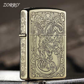 佐罗煤油打火机防风创意五面雕刻复古貔貅个性男士火机生日送男友