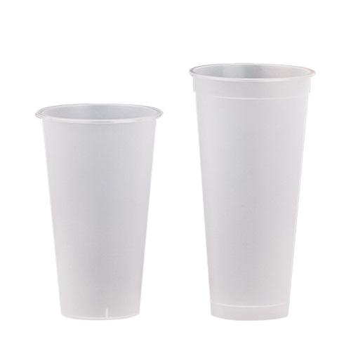 Factory wholesale injection cup 90 caliber disposable cold drink cup frosted transparent thickened take-out milk tea cup with lid