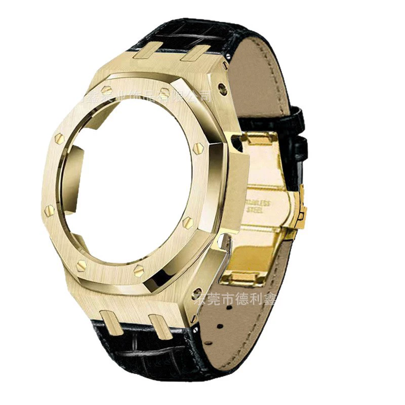 Подходит для Casio GA2100 чехол кожаный ремешок, AP модифицированная фермерская дубовая октагональная первая кожа, устойчив к загрязнениям и не прилипает к пыли