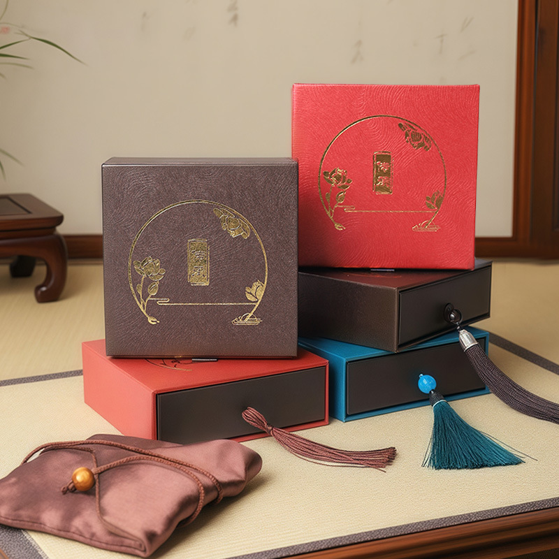 丝带流苏文玩包装手镯盒玉器翡翠古法手串包装盒抽屉式传承首饰盒|undefined
