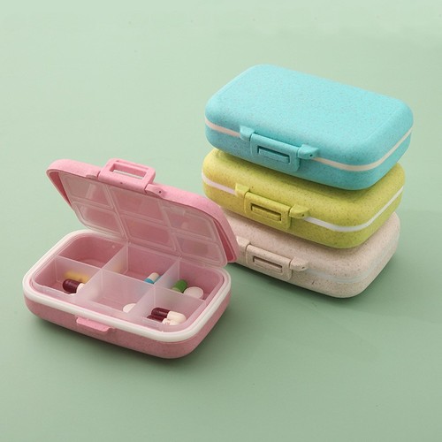 Bestselling Portable Medicine Box Mini Divided Weekly Travel Seal Portable Creative Storage Box Grain Fiber Medicine Box