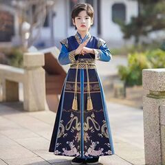 男児漢服飛魚服2025新型子供春秋モデル唐装新中国式時代劇小坊ちゃん国風古風