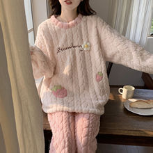 珊瑚绒睡衣女冬季加厚公主风新款可爱卡通法兰绒可外穿家居服套装