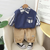 Autumn set for boys, children's clothing, sweater, 2023 collection, western style, children's clothing, 3 piece set
