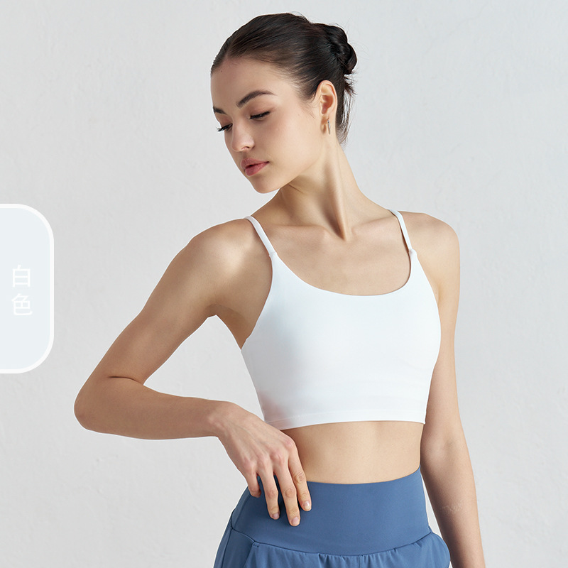 Ropa interior deportiva mujer de alta resistencia a prueba de golpes belleza espalda U-cuello yoga Sling Lycra running fitness yoga ropa interior